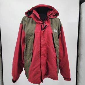 The North Face Mens Green/Red Gore-Tex Hooded Full Zip Hooded Raintex Jacket XS